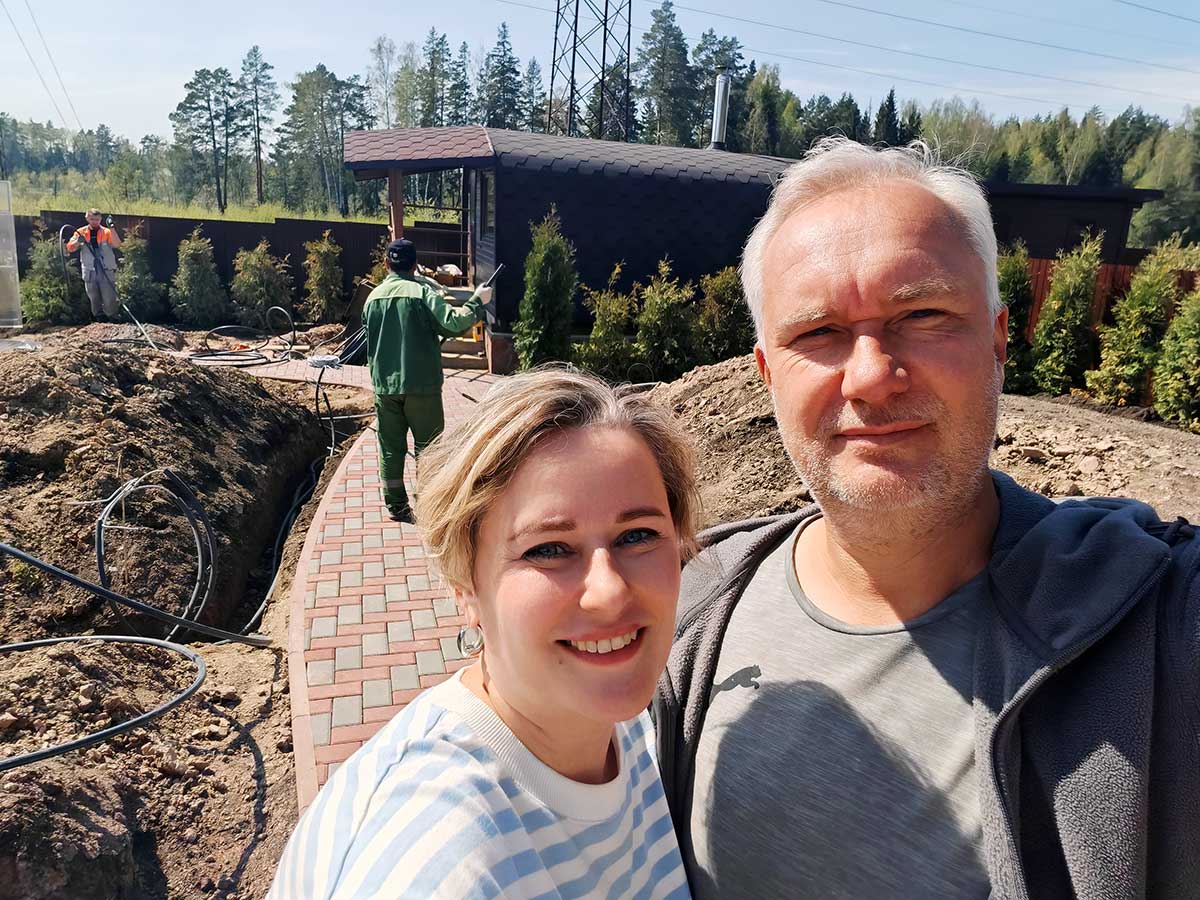Ландшафтные дизайнеры на объекте.